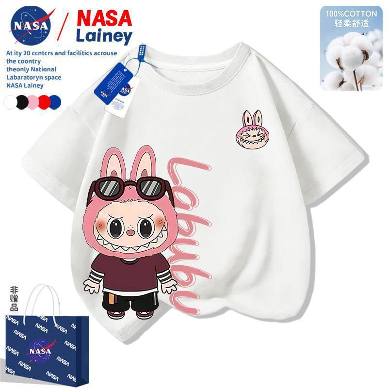 NASA labubu ラブブ半袖男の子と女の子の漫画 Tシャツ夏の新しいかわいいトップス多用途|undefined