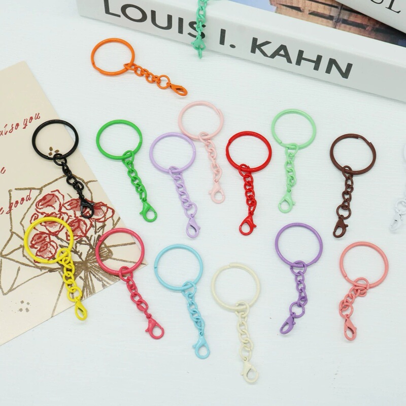 Color paint 25 key ring ring hanging twist chain to lobster clasp candy color creative DIY accessories key chain