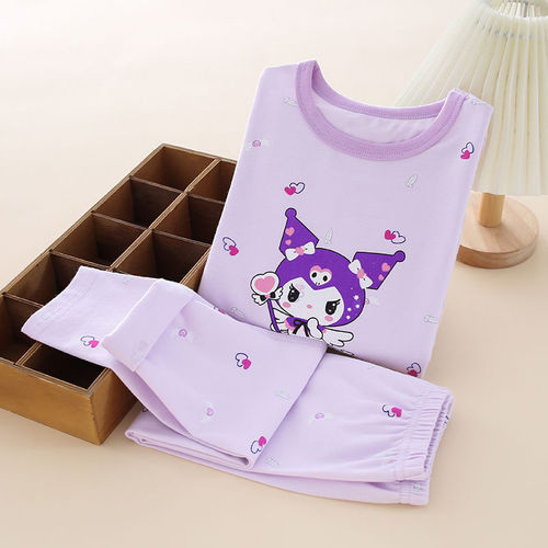 Set of cartoon children's autumn clothes, including pants and shirts, for boys and girls, thin style for spring and autumn, home wear base layer set