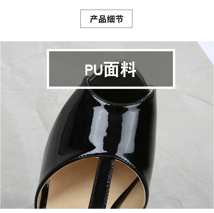 Sandal nữ quai T mũi hở cá, gót dày siêu cao trên 8 cm, phong cách châu Âu – Mỹ, size lớn — Màu trắng, Màu đen, Màu đỏ, Đỏ đào chi tiết 5