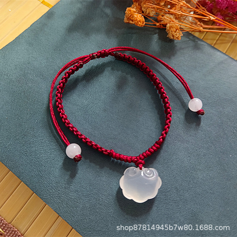 작은 Ruyi 잠금 팔찌 단순 (날짜 빨간색 로프 포함)