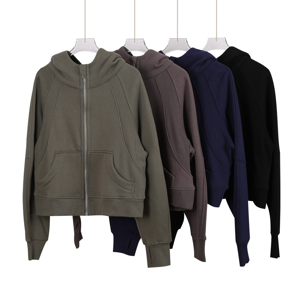Women's Oversized Scuba Hoodie Fleece Lined Zip up Jacket Kangaroo Pocket Yoga Lounge Casual Wear_ecoleips.com