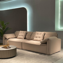 baxter意式轻奢极简全磨砂真皮大象耳朵沙发直排羽绒中厚头层牛皮