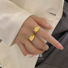 榕树下925银极简潮人光面戒指日韩个性小众设计方形指环ins冷淡风