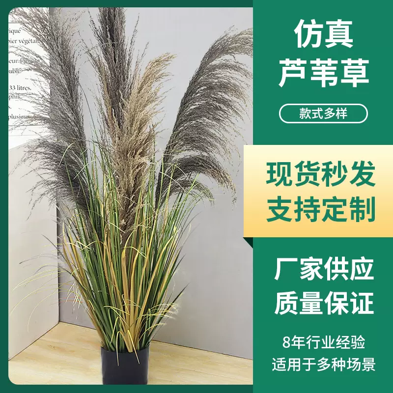 北欧风格仿真芦苇花束批发假绿植仿真干花芦苇蒲苇草花盆摆件批发