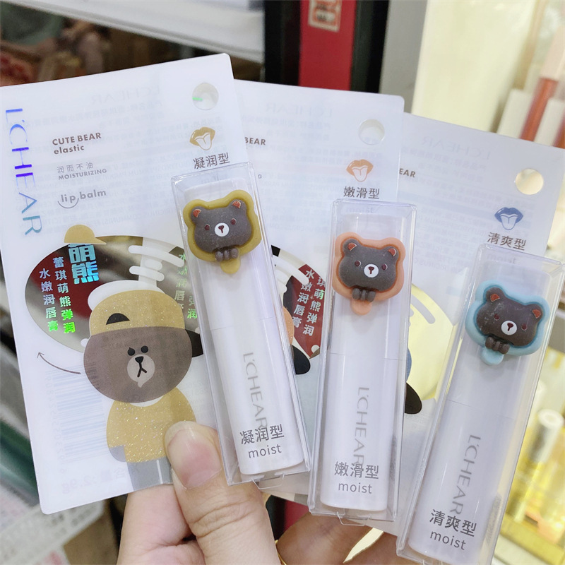 Bálsamo labial incoloro Lei Qi, hidratante, diseño de dibujos animados
