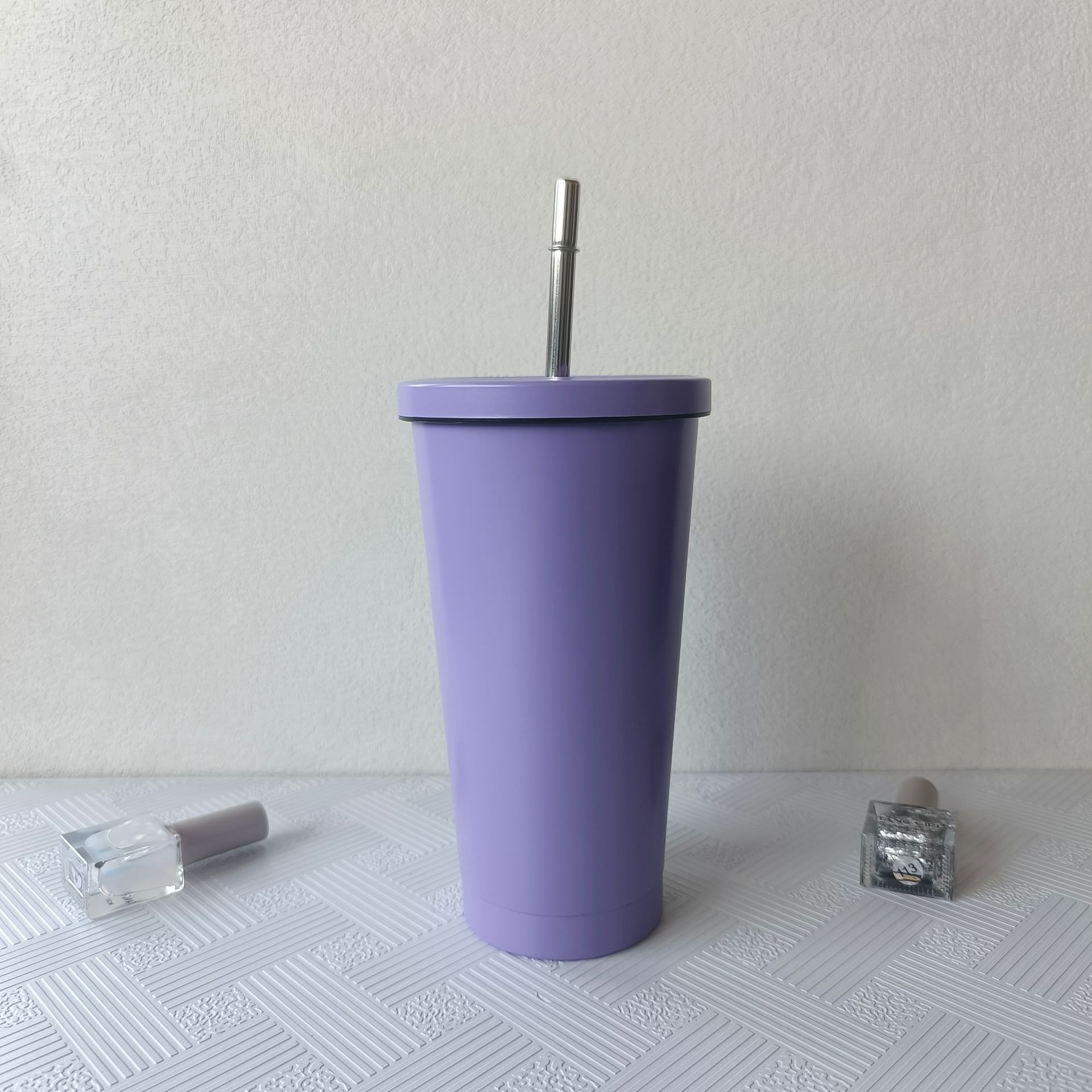 Transfronterizo 304 taza de café de paja de acero inoxidable simple taza de vacío al aire libre taza de aislamiento de hielo al por mayor puede fijar