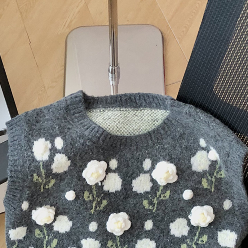 早秋季新款韩系甜美立体花朵针织马甲女宽松慵懒风时尚叠穿背心潮|undefined