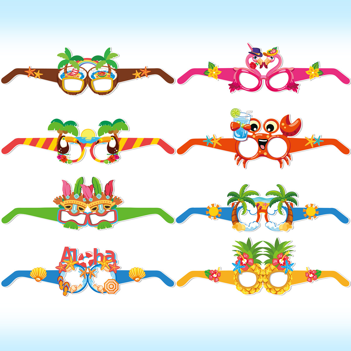 Hawaiian cumpleaños fiesta gafas extrañas herramientas de fotografía verano Aloha piña gafas de papel decoración de fiesta