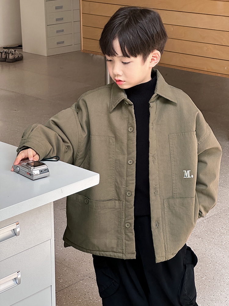McCarthy ropa infantil de algodón para niños 2025 invierno nuevo estilo coreano de ropa de invierno para niños con chaqueta gruesa de lana