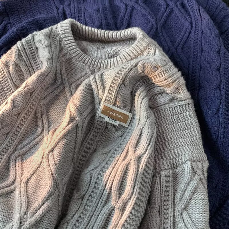 Round Neck Twist Retro Style Thickeneded Knitwear Tops 2025 Autumn and Winter New Loose Bottoming Knitwears for Men and Women Round Neck Twist Retro Style Thickeneded Knitwear Tops 2025 Autumn and Winter New Loose Bottoming Knitwears for Men and Women