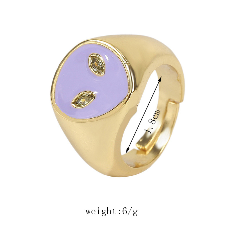 Fashion Alien Copper Enamel Rings 1 Piece