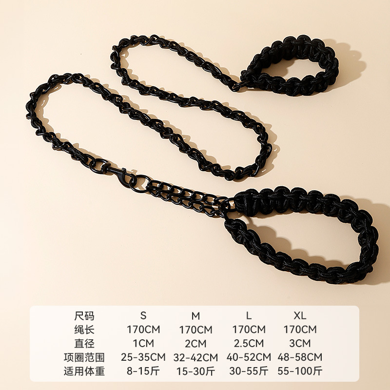 Perro grande de pelo dorado collar de cadena de hierro para perros de tamaño medio y grande para perros con cuerda de tracción de mascotas torcida cruda temporada de cadena P a prueba de explosiones