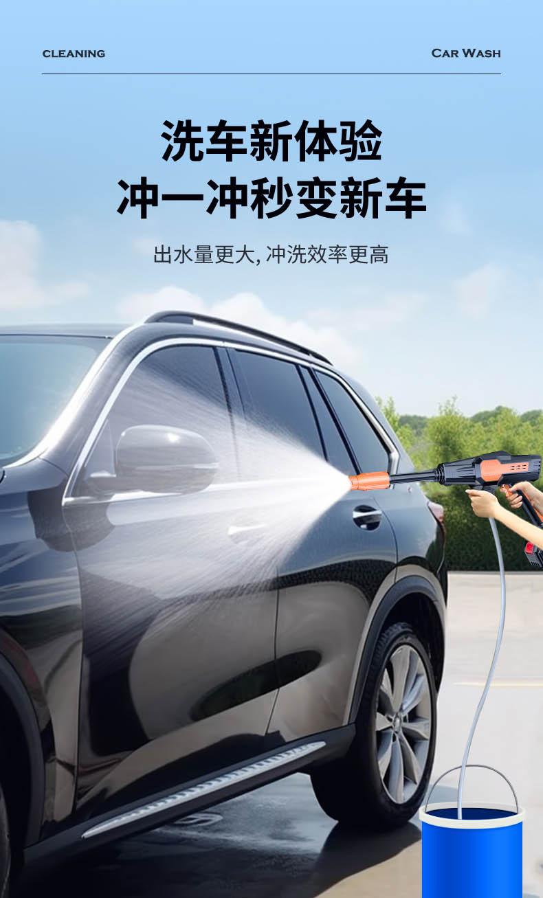 Kafeila Wireless High-Pressure Car Wash Water Gun Household Rechargeable Lithium Battery Car Wash Machine Multi-Functional Portable Car Wash Machine