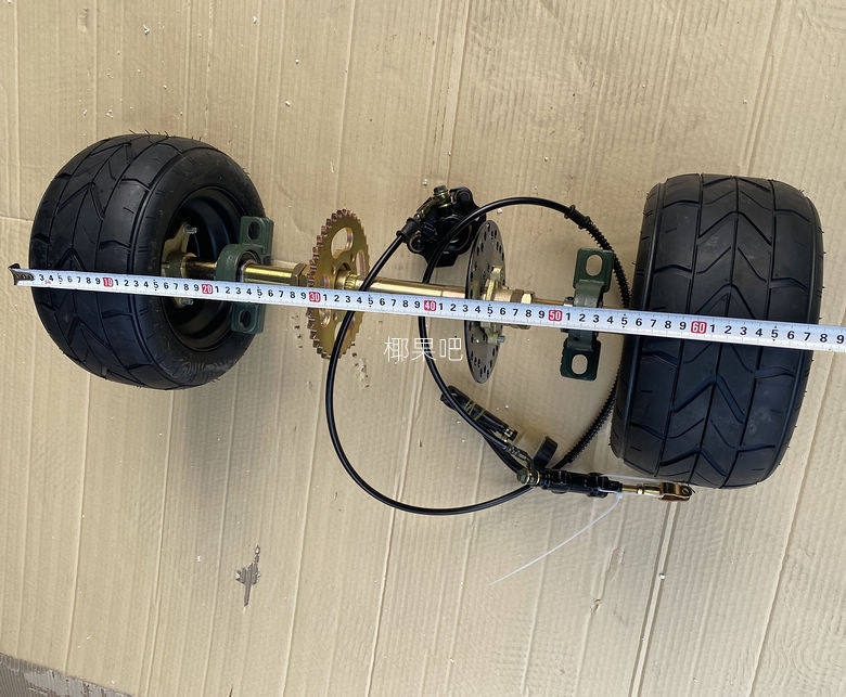 Modified Four-Wheel Vehicle Parts, Homemade Box-Type Go-Kart Rear Axle with 6inch Tires and Brakes, Rear Suspension Kit