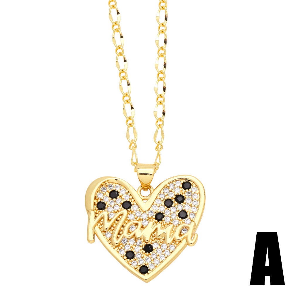 Copper Cute Heart Shape Inlay Zircon Pendant Necklace display picture 2