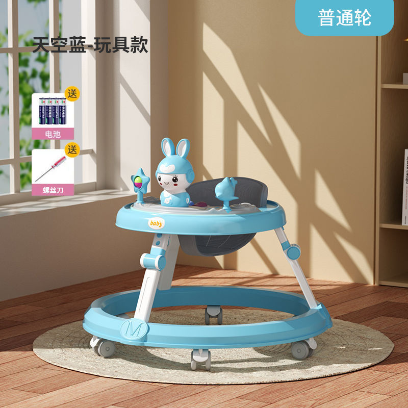 6~18개월 아기에게 적합한 하늘색 - 일반 바퀴 장난감 트레이 + 음악 및 조명