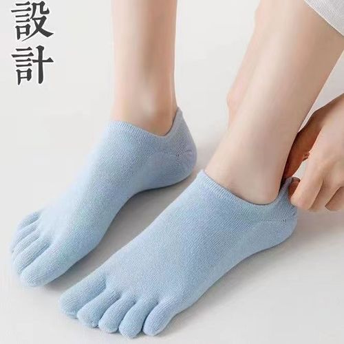 Cross-border five-toe socks for women, cotton, odor-resistant, sweat-absorbing, thin-style toe-separated socks—short, low-cut boat socks with open-toe design, ideal for international trade