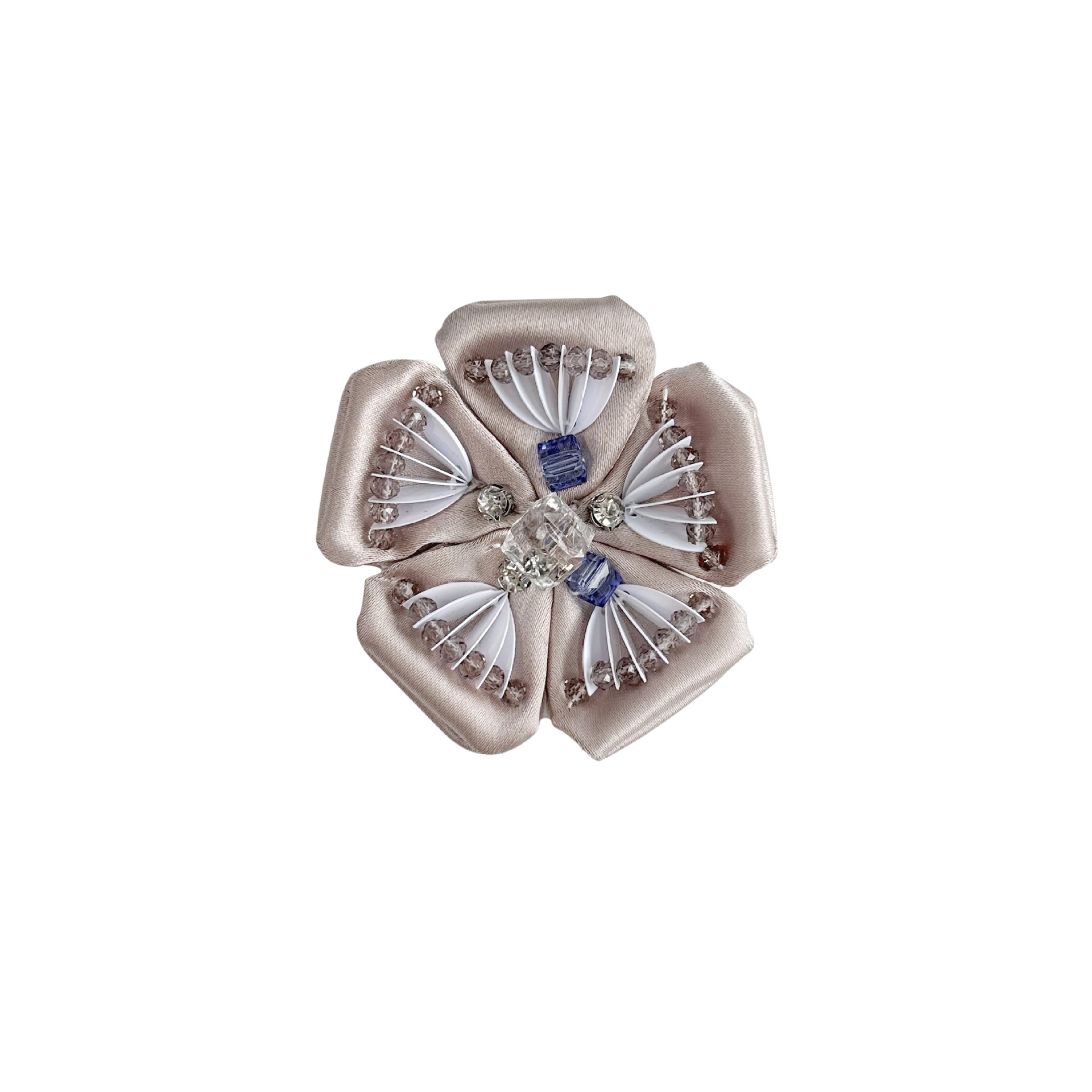 Crystal fijado con diamantes de cinco pétalos flores hechas a mano clavos de tela pegada flor de pecho joyeros de cabello brocas de cabello accesorios camellia