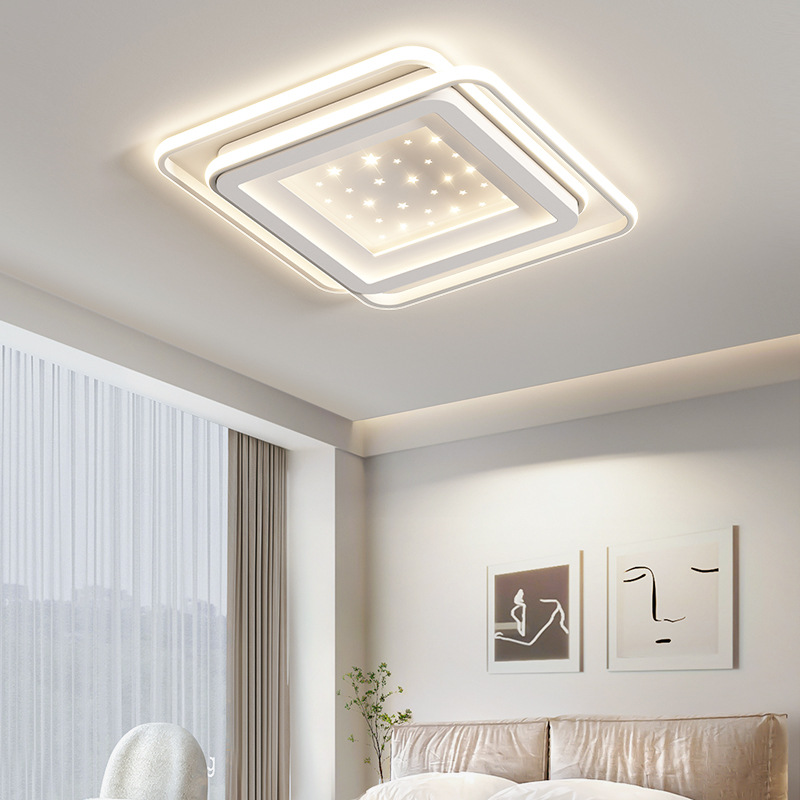 Espectro completo protección ocular inteligente anti-Lámpara de luz azul LED geométrico cuadrado simple moda elegante decoración del hogar lámpara de techo