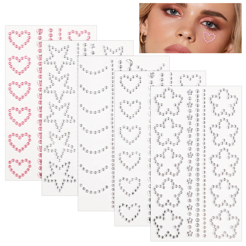 Cross-Border Hot-Selling Set of 5 Diamond Stickers Featuring Diamond, Water Drop, Five-Pointed Star, Heart, Crescent Moon, and Pearl Designs Cross-Border Hot-Selling Set of 5 Diamond Stickers Featuring Diamond, Water Drop, Five-Pointed Star, Heart, Crescent Moon, and Pearl Designs