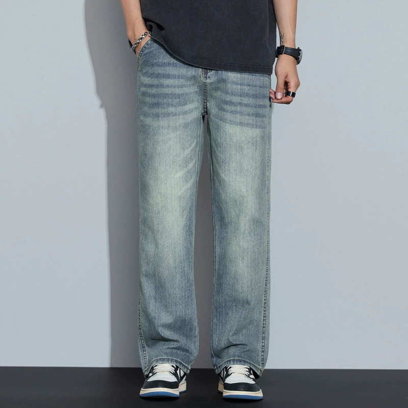 Spring jeans, universal casual trousers, trend of season, loose straight fit