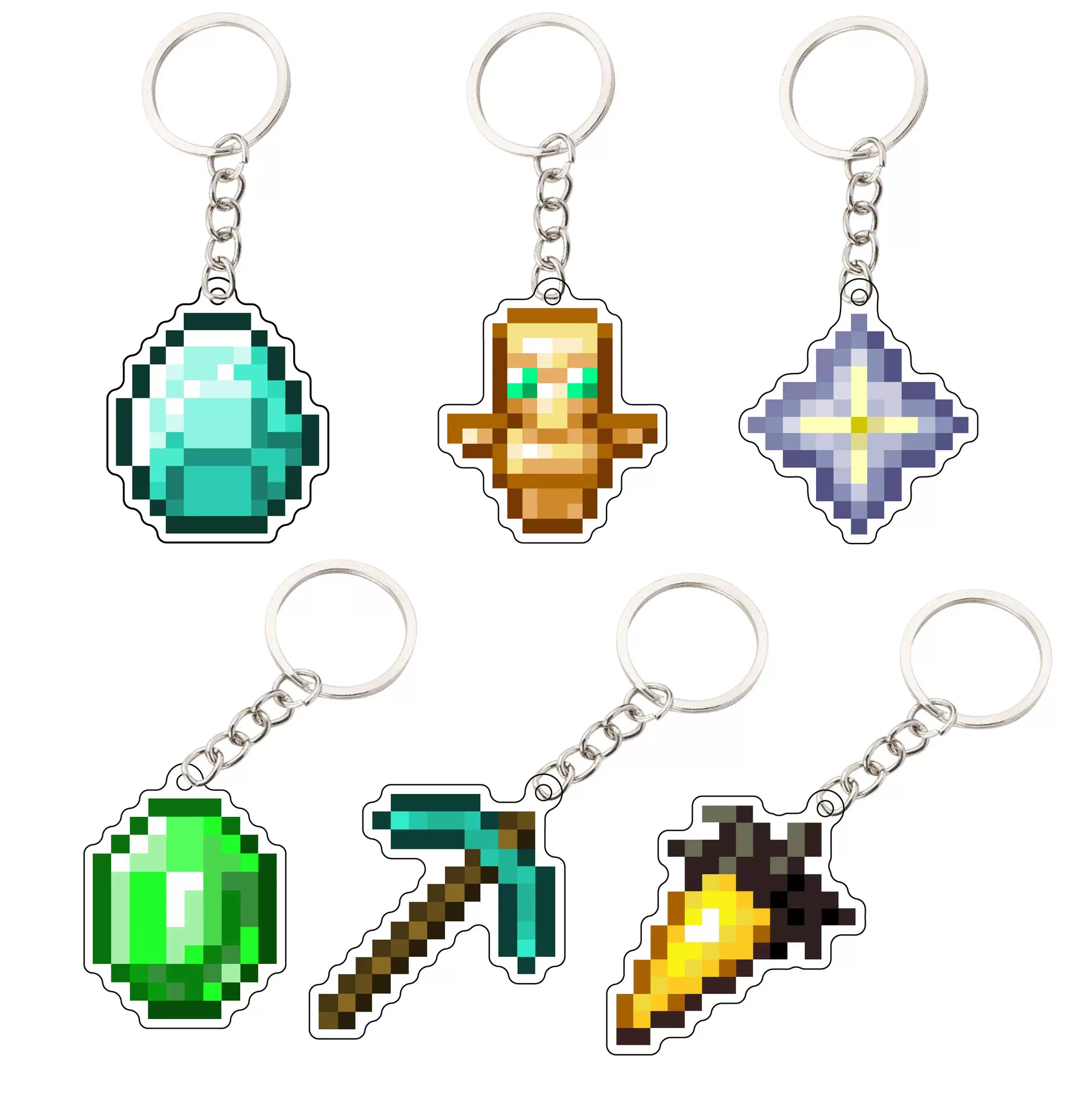 亚克力钥匙扣我D世界不si图腾附魔金苹果钥匙扣挂件挂饰剑镐定 制