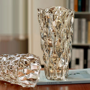 American-Style Glazed Crystal Glass Vase for Living Room Model Room, Hotel Bedroom Flower Arrangement Decoration Vessel Ornament Craft