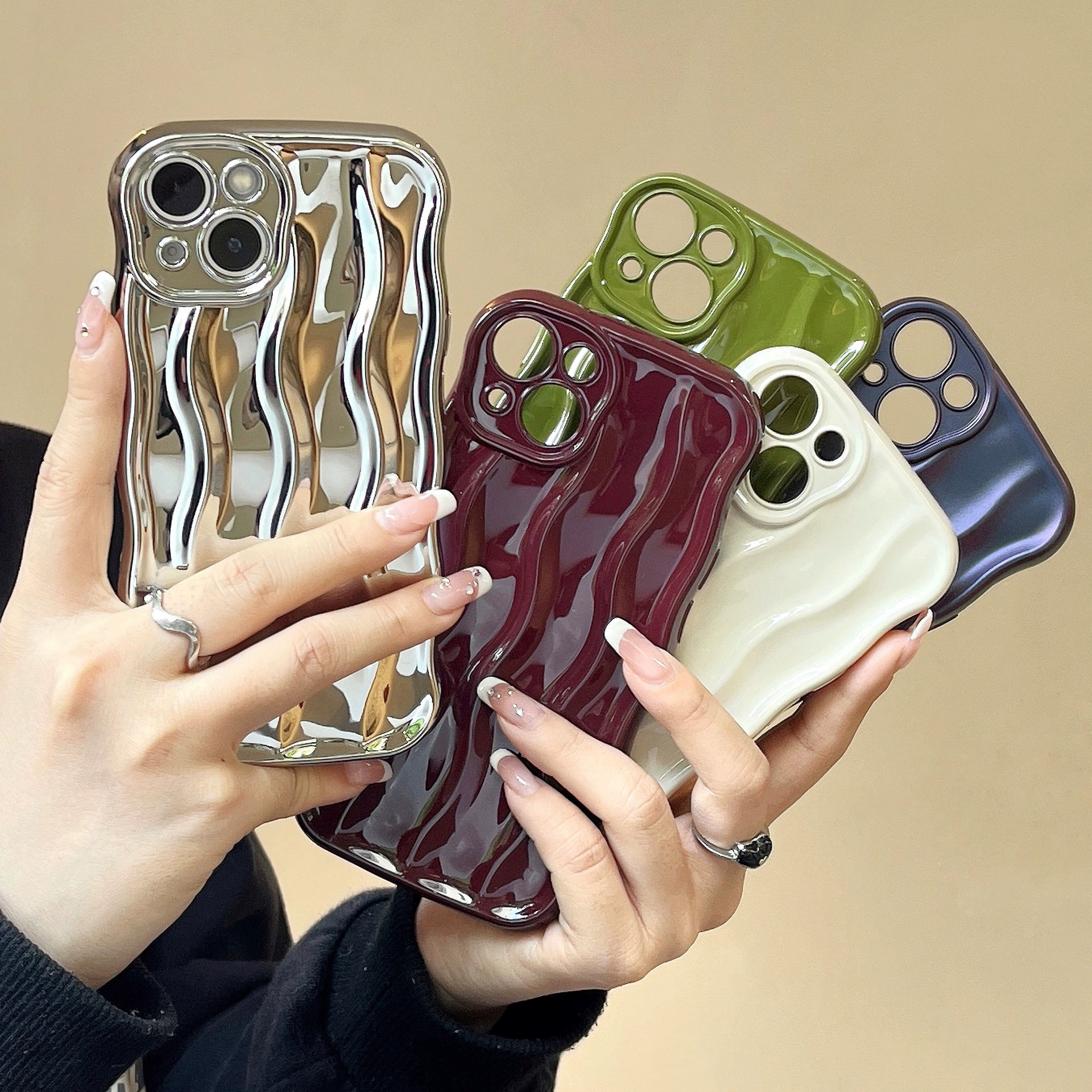 Apple, совместимый серебристый для стирки, iPhone14 Pro, чехол для телефона, iPhone 16, волнистый узор, iphone, 13