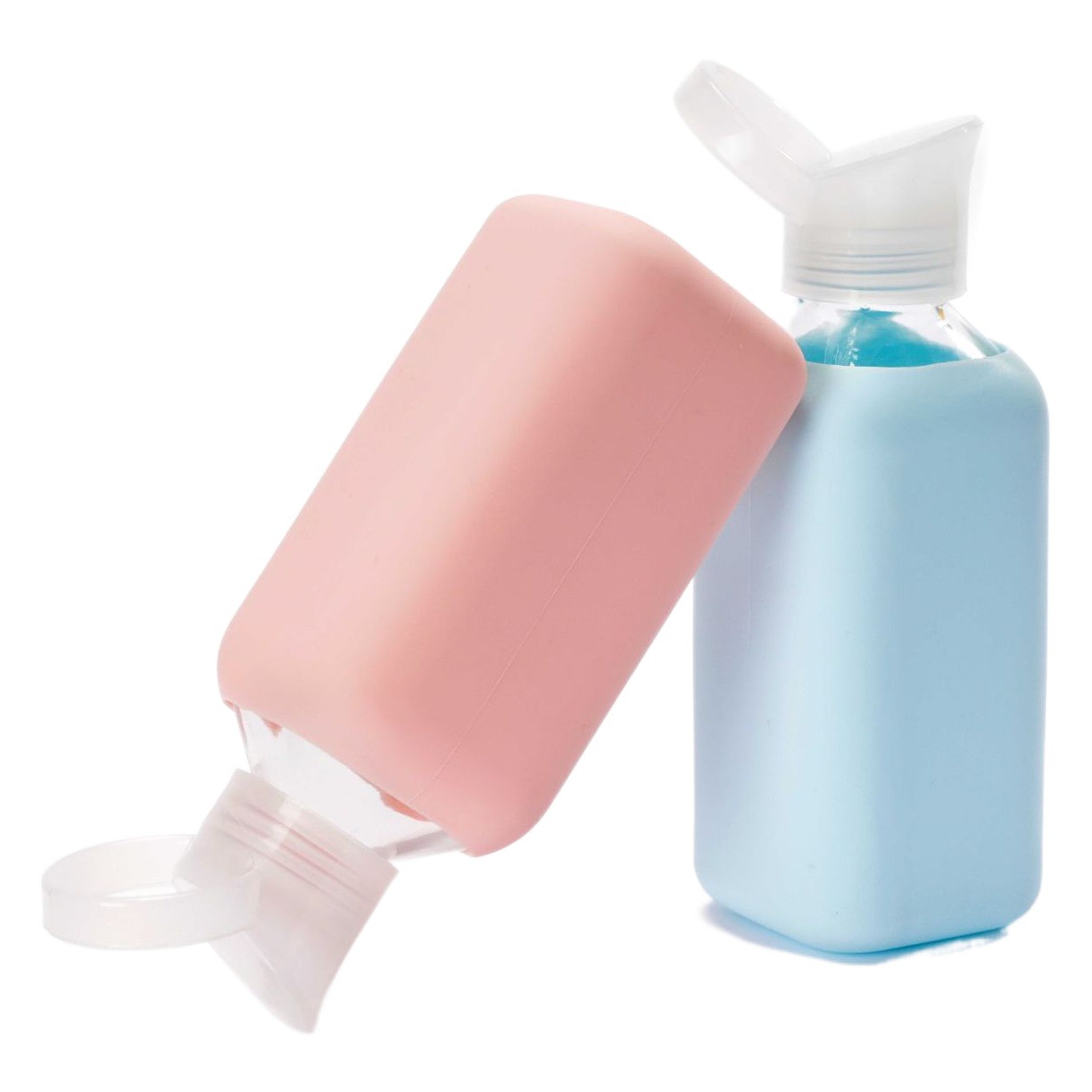 2022 Fashion Square taza de vidrio transparente de alta calidad con silicona suave cubierta protectora resistente a la caída de gran capacidad personalidad simple