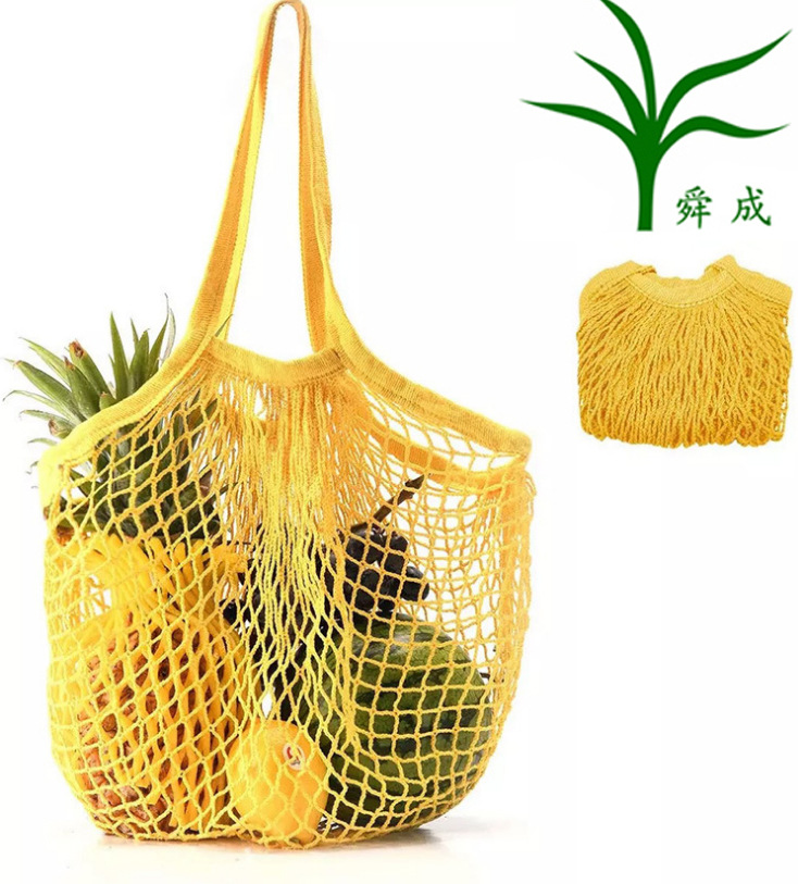 可视网兜红手提全棉网布购物袋便携大容量绵软手感超市果蔬网兜袋