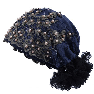Summer New Hat for Women, Popular Style, Fashionable Embroidered Lace, Breathable Beading, Covering Gray Hair, Mother's Turban Hat
