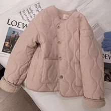 粉色羊羔毛棉服女冬季2024新款韩版羊羔绒外套女短款棉衣加厚棉袄
