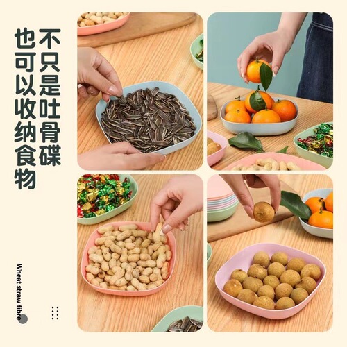 Wheat Straw Boneless Plate Household Restaurant Fruit Plate Dining Table Waste Plate Round Deepened Plastic Plate Factory Wholesale