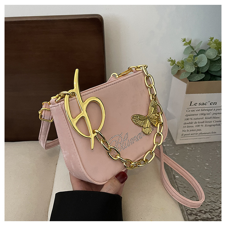 Women's Small Suede Letter Butterfly Streetwear Square Magnetic Buckle Crossbody Bag display picture 3