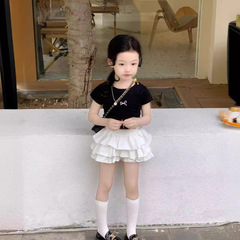 Girls' T-shirt 2024 Summer New Arrival Korean Style Bowknot Backless Embroidered Short Sleeve Cute Versatile Casual Stylish