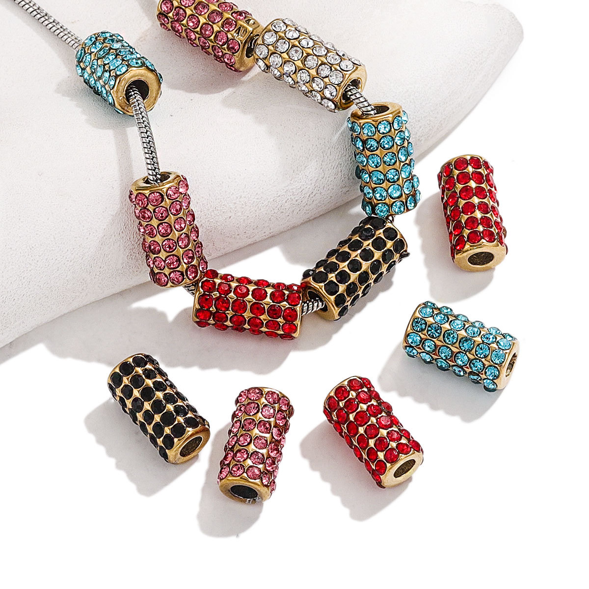 Accesorios de bricolaje hechos a mano cuerda trenzada con cuentas material joyería punto completo diamante retro Moda Africana agujero grande 3mm