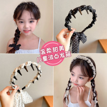 法式气质飘带蝴蝶结波点带齿发箍女款发带丝带绑发一体高颅顶头箍