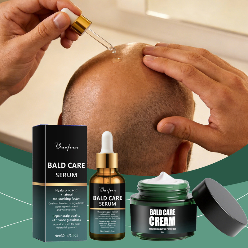 Cross-Border New Men's Bald Head Shaving and Scalp Care Set, Moisturizing Scalp Tools, Soothing Post-Shave Two-Piece Set