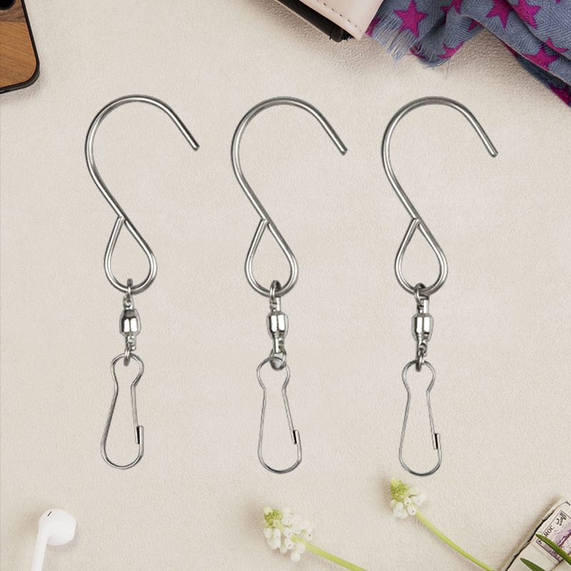 Cross-Border Hot Wind Chime Hook Self-Rotating Stainless Steel Bearing Hook Outdoor Pendant Decorative Hook Ready Stock