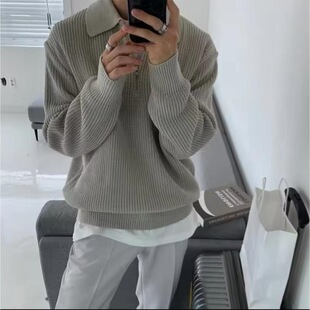 C 76022 Half Zip Sweater Collar Knitwear ���I�����ë��