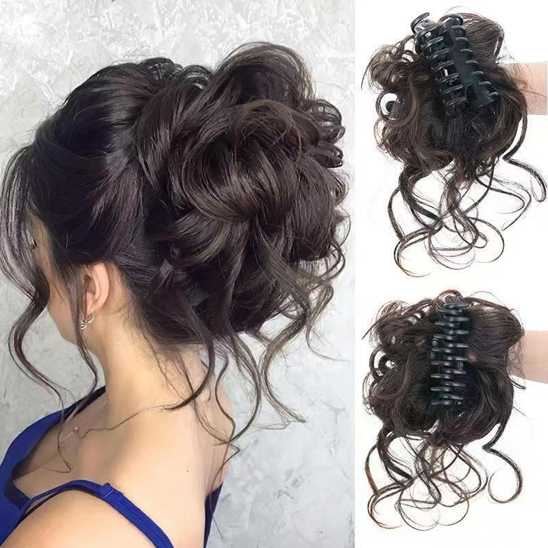 Wig for Women with Long Beards and Hair Rings, High-End Flower Bud Wig, Fluffy Natural Grabber, Dragon Whiskers and Curly Hair Buds