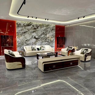 Italian Modern Visionnaire Accessible Luxury Solid Wood Painted Leather Sofa House Large Flat Living Room High-End Sense