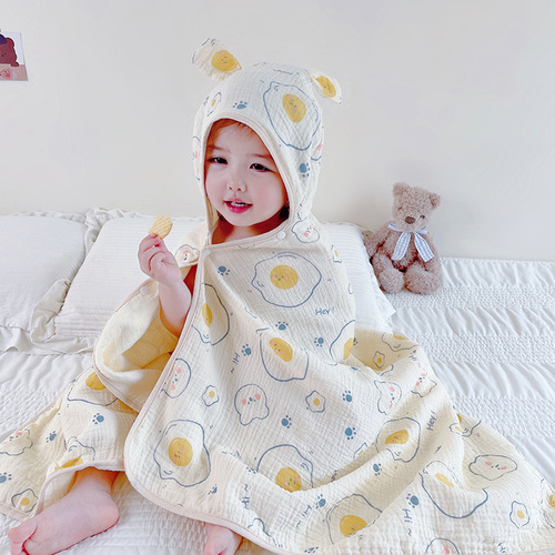 Children's cloak hooded bath towel newborn baby cloak baby spring and summer hooded beach bathrobe can wear cartoon quilt