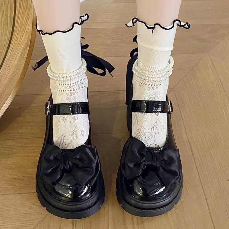할로우 일본식 레이스 그물 스타킹 여자 JK 더블 레이어 봄과 여름 얇은 레이스 활 짧고 중간 크기의 다리 흰색 양말