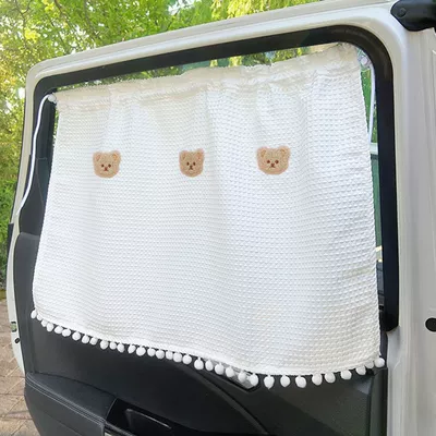 insulation window shading cloth curtain, Car curtains - three-khaki-bears-rear-window-sunshade-suction-cup