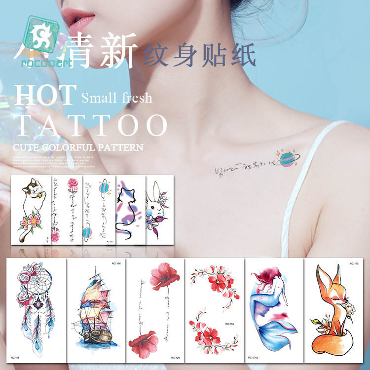 Rc Full Set Hot-Selling Waterproof Fresh-Style Tattoo Stickers Cute and Fashionable Collarbone Tattoo Stickers