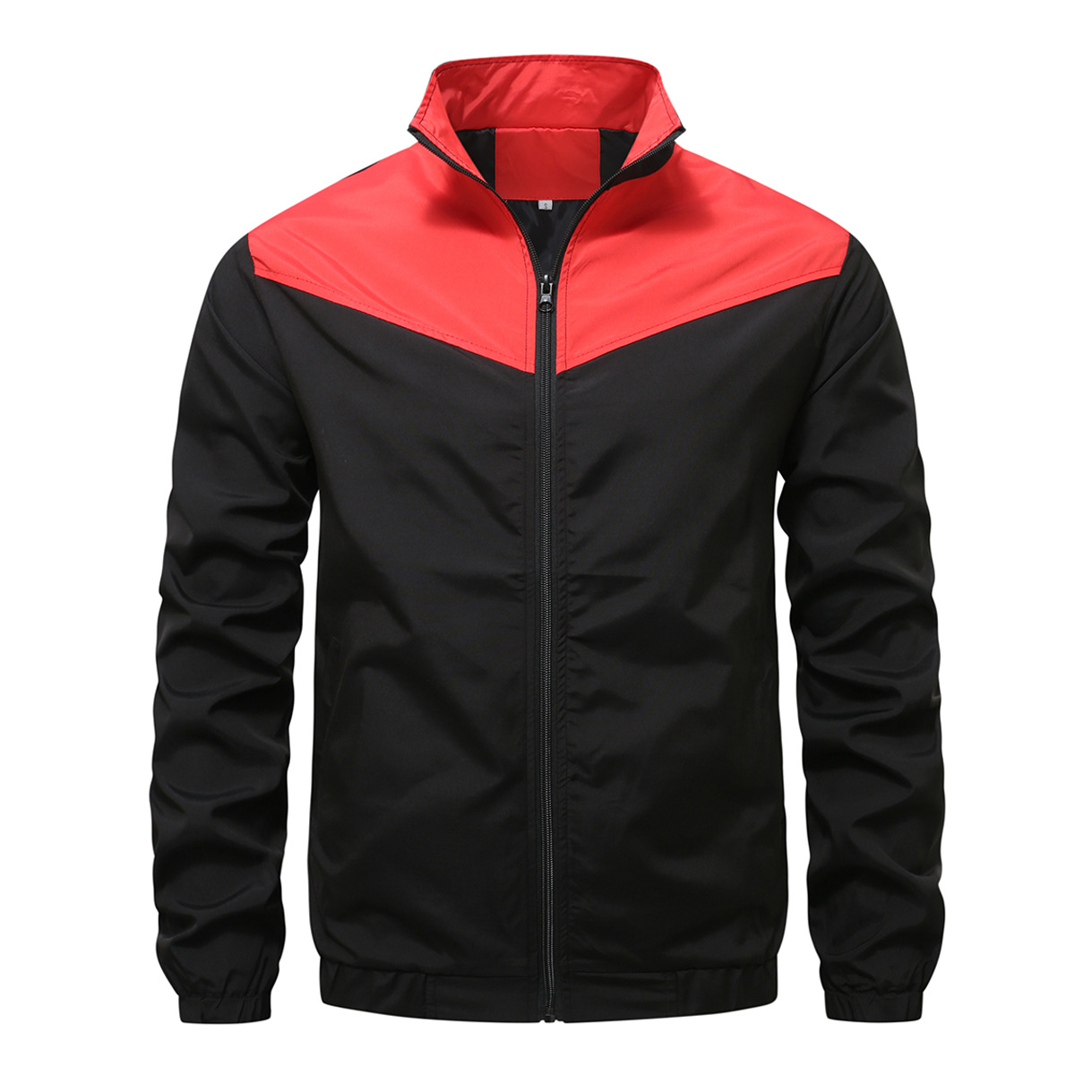 Men's Colour-blocking Windproof Cardigan Jacket With High Collar_voghion.com