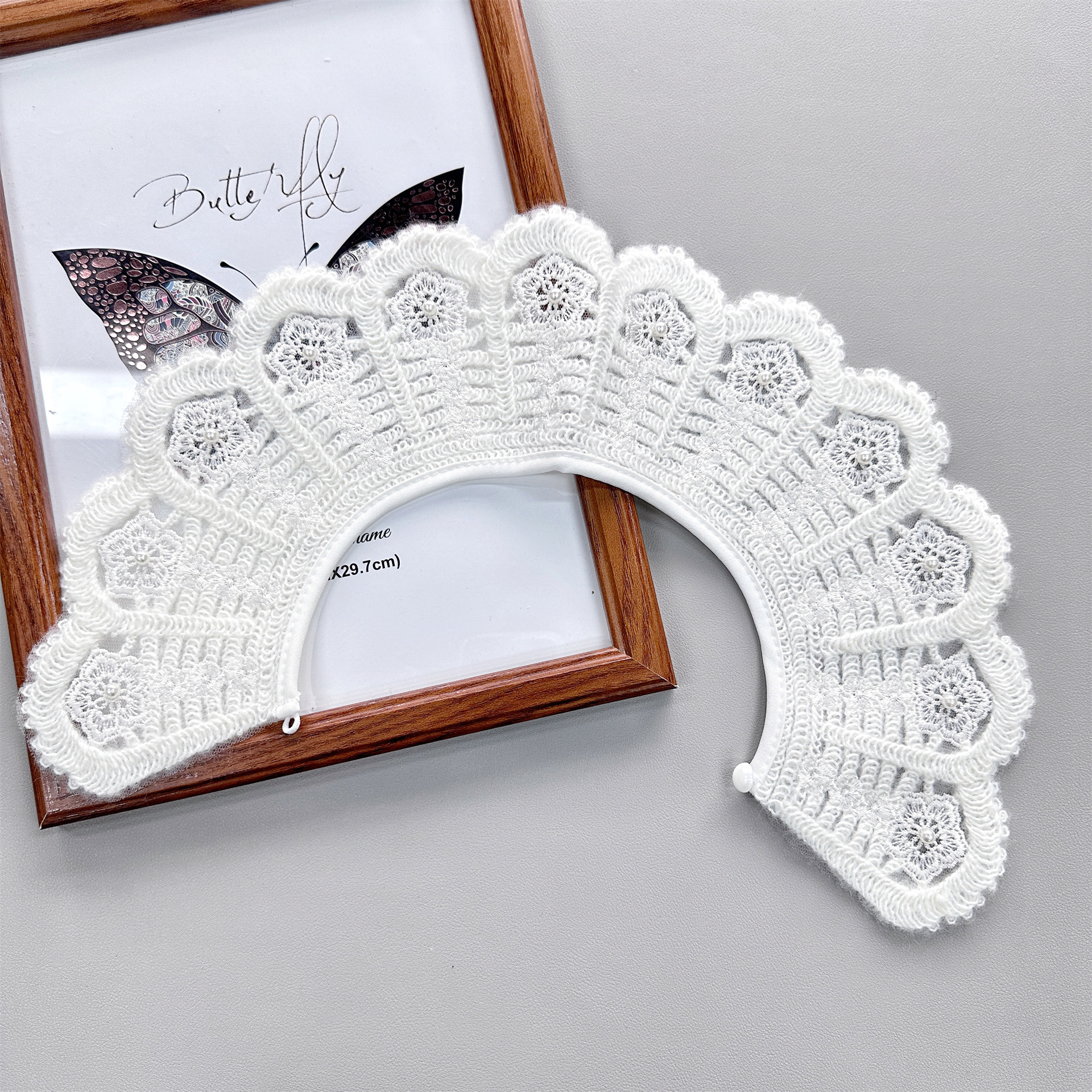 Encaje bordado collar flor pastoral estilo perla hebilla falso ropa a juego falda camisa accesorios decorativos en stock