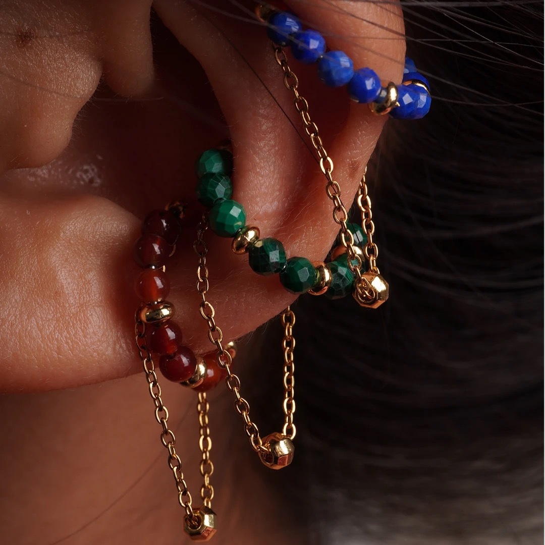 4g Weight Ear Cuffs Classification 1 Piece Quantity Holiday, Daily Occasion 303 Stainless Steel, natural stone Material Geometric Pattern All Seasons Season Women's Gender Plating Design Simple Style, Classic Style Style 1 Piece Simple Style Classic Style Geometric Plating 303 Stainless Steel Natural Stone Ear Cuffs 1